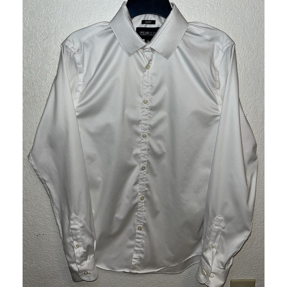 Awearness kenneth cole dress shirt Men Sz 15.5 Ivory